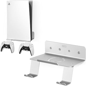 PS Metal Holder, 10 Floating Shelves for Wall, Wall Bracket for Playstation 5 and 4, Also Good to Support Speakers, Internet Router, Security Camera for Gaming Room and Living Room Silver