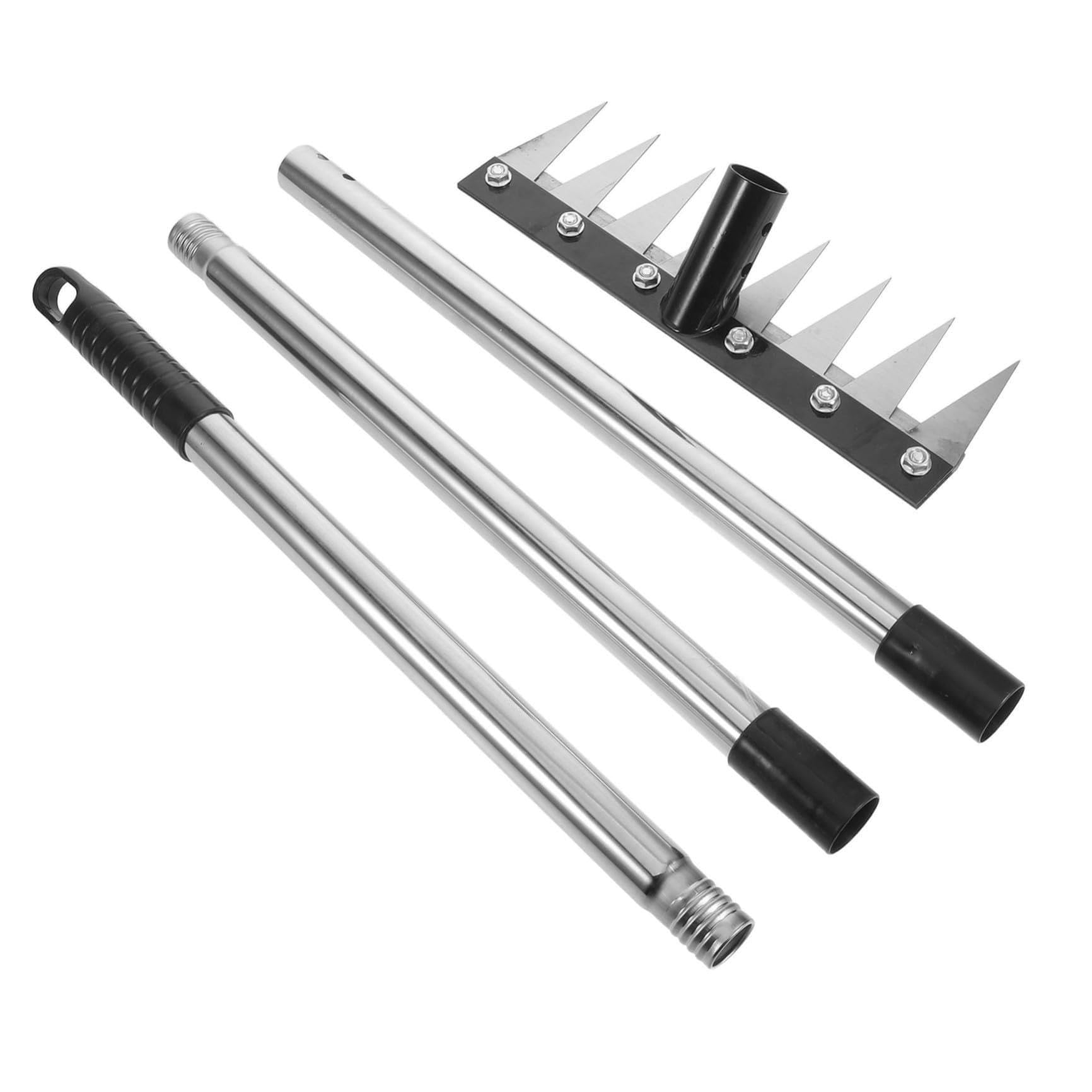 Rastrello for coltivatore da giardino resistente con 8 denti, manico regolabile, strumento for allentare il diserbo in acciaio, for piantare letti da giardino