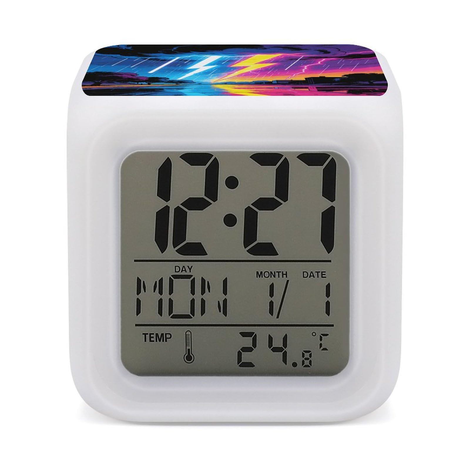 Reloj despertador de ducha con 7 colores de neón cambiantes y luz nocturna integrada