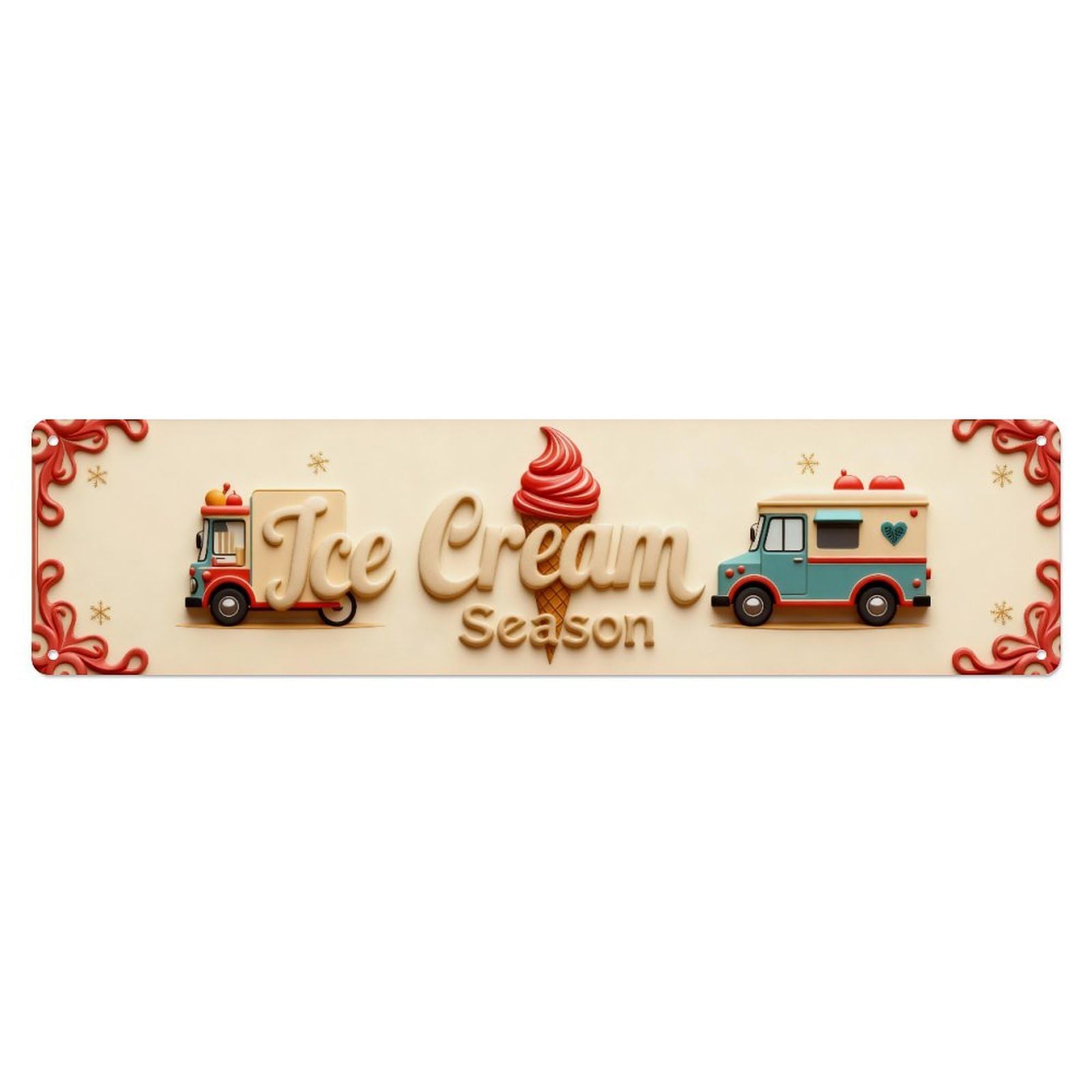 Ice Cream Truck Pattern Metal Tin Sign Plaque