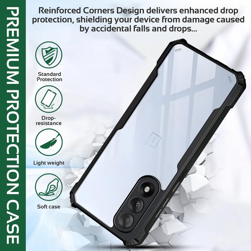 Image of AIBEX Compatible for OnePlus Nord 5 5G Mobile Back Case Cover, Crystal-Clear Shockproof Bumper with Camera Guard | 360 Hybrid Protection (TPU+PC) | Anti-Yellow, Slim Transparent - Black