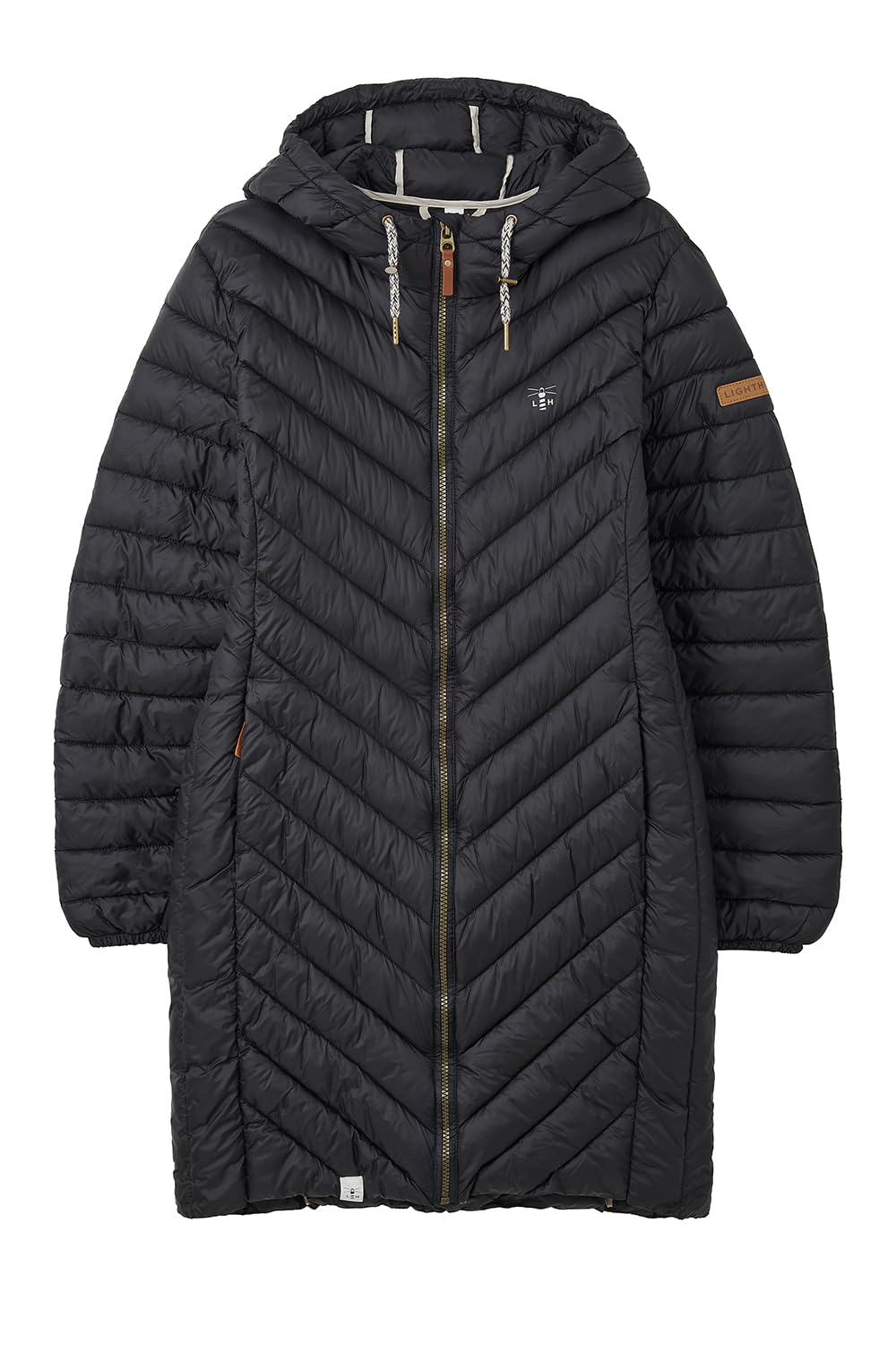 LightHouse Womens Laurel Warm Coat - Ladies Outdoor Long Padded Puffa Jacket with Hood - Black - 14