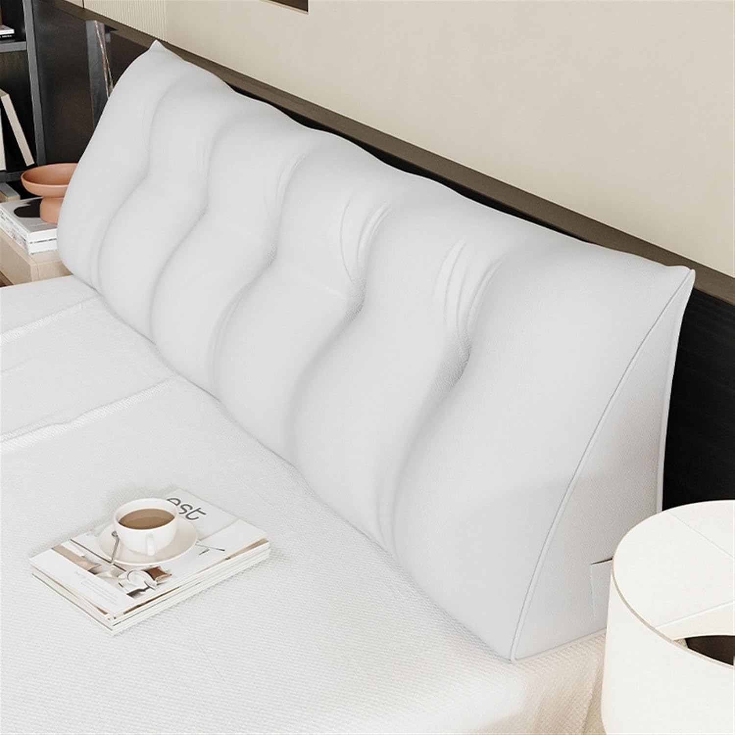 Bed Rest Reading Pillow Bolster, Wedge Pillow Headboard,headboard Pillow Full with Removable Cover,King Size-78.8x7.8x19.6 Inches, White