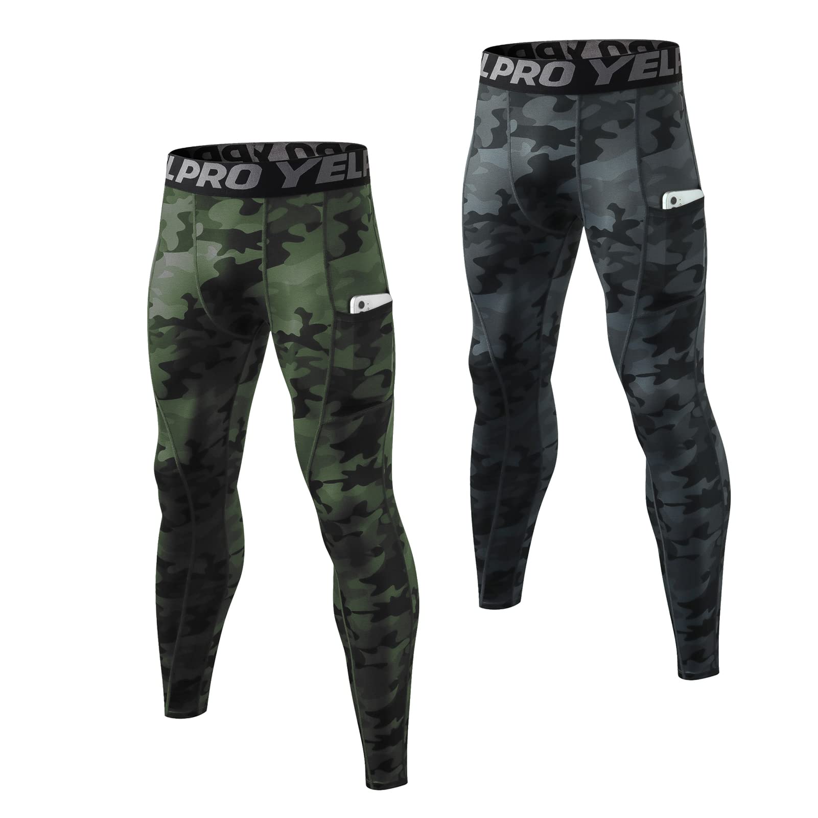2 Pezzi Leggings Sportivi Uomo Pantaloni a Compressione con Tasche, Asciugatura Rapida Calzamaglia Baselayer for Gym Jogging Running Palestra