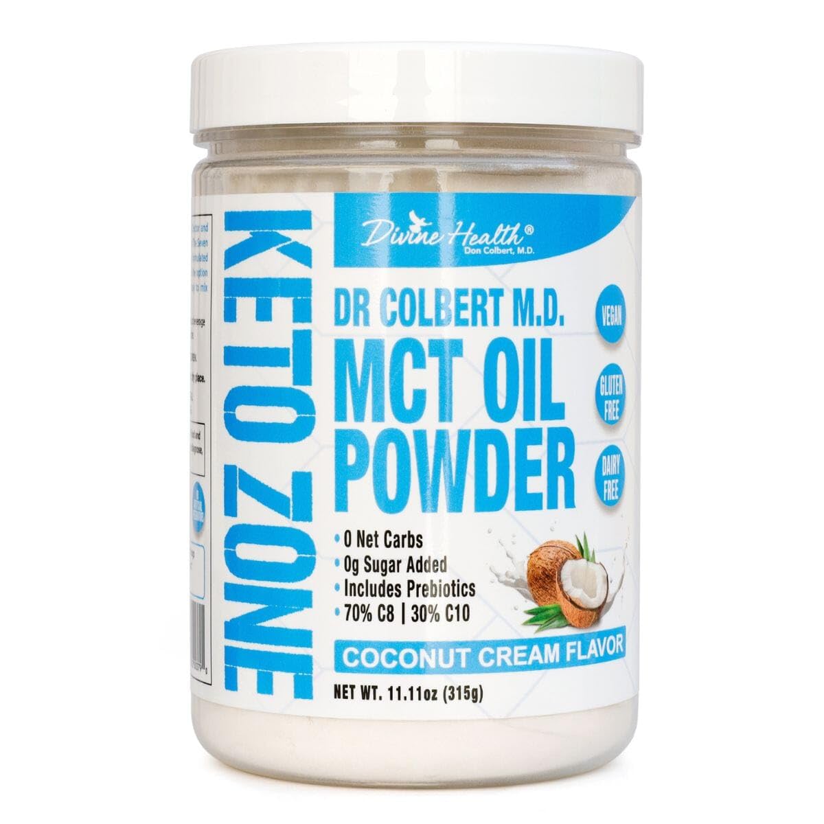 Keto Zone MCT Oil Powder | Coconut Cream Flavor | 30 Day Supply | 75/C8 25/C10 | 0 Net Carbs | All Natural Keto Approved For Ketosis |