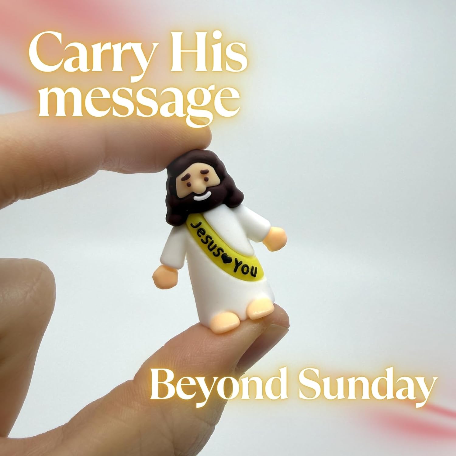 Mini Jesus Figurines Bulk 102 Pack | Little Jesus Loves You Figures in Silk Carry Bag | Church Giveaways, Sunday School Rewards & Stocking Stuffers | 6 Vibrant Colors