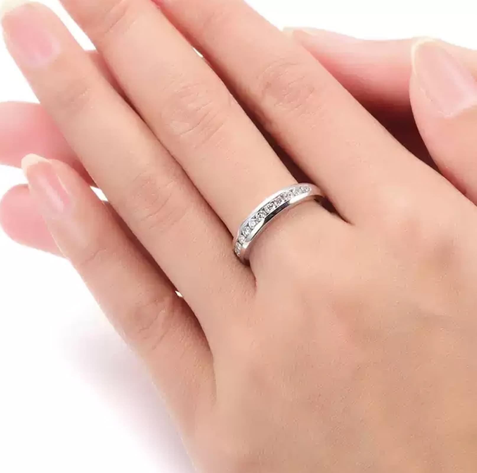 Zestaw pierścionków zaręczynowych, srebro z 0,35 ct diamentem Pt950 i białym złotem
