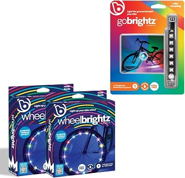 Brightz WheelBrightz & GoBrightz Bundle, Razzle Dazzle & Color Morphing | Razzle dazzle bike wheel lights + color morphing frame light bar; kids bike accessories for night riding