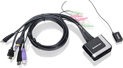 IOGEAR 2-Port USB HDMI Cabled KVM Switch - 1920 x 1200 60Hz - Hotkey or Remote Button Switch - 2.1 Stereo - USB 2.0 Mouse Port Can Be Used As USB