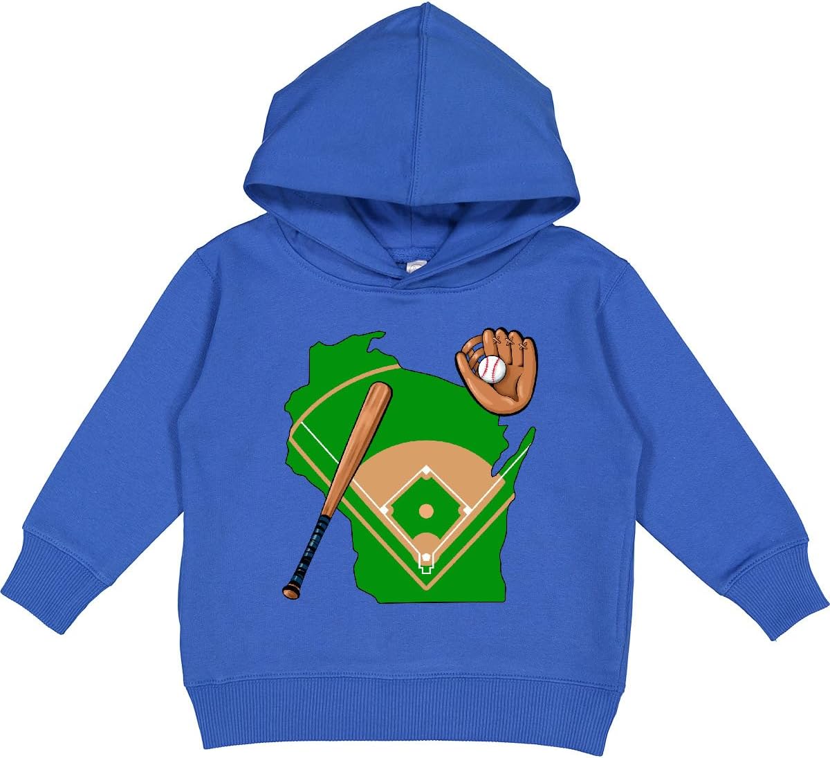 inktastic Wisconsin Baseball with Bat and Glove Toddler Hoodie