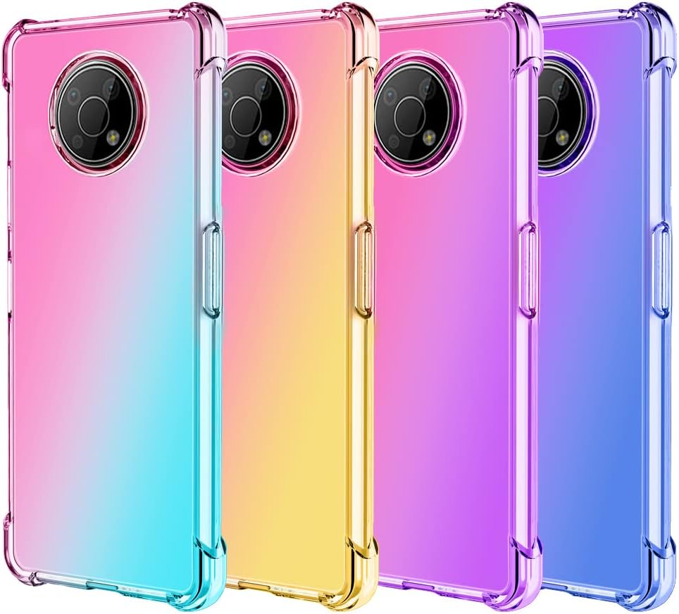 Osophter for Nokia G300 Case with 2pcs Screen Protector Clear Transparent Reinforced Corners TPU Shock-Absorption Flexible Cell Phone Cover for Nokia G300 5G(Purple Blue)