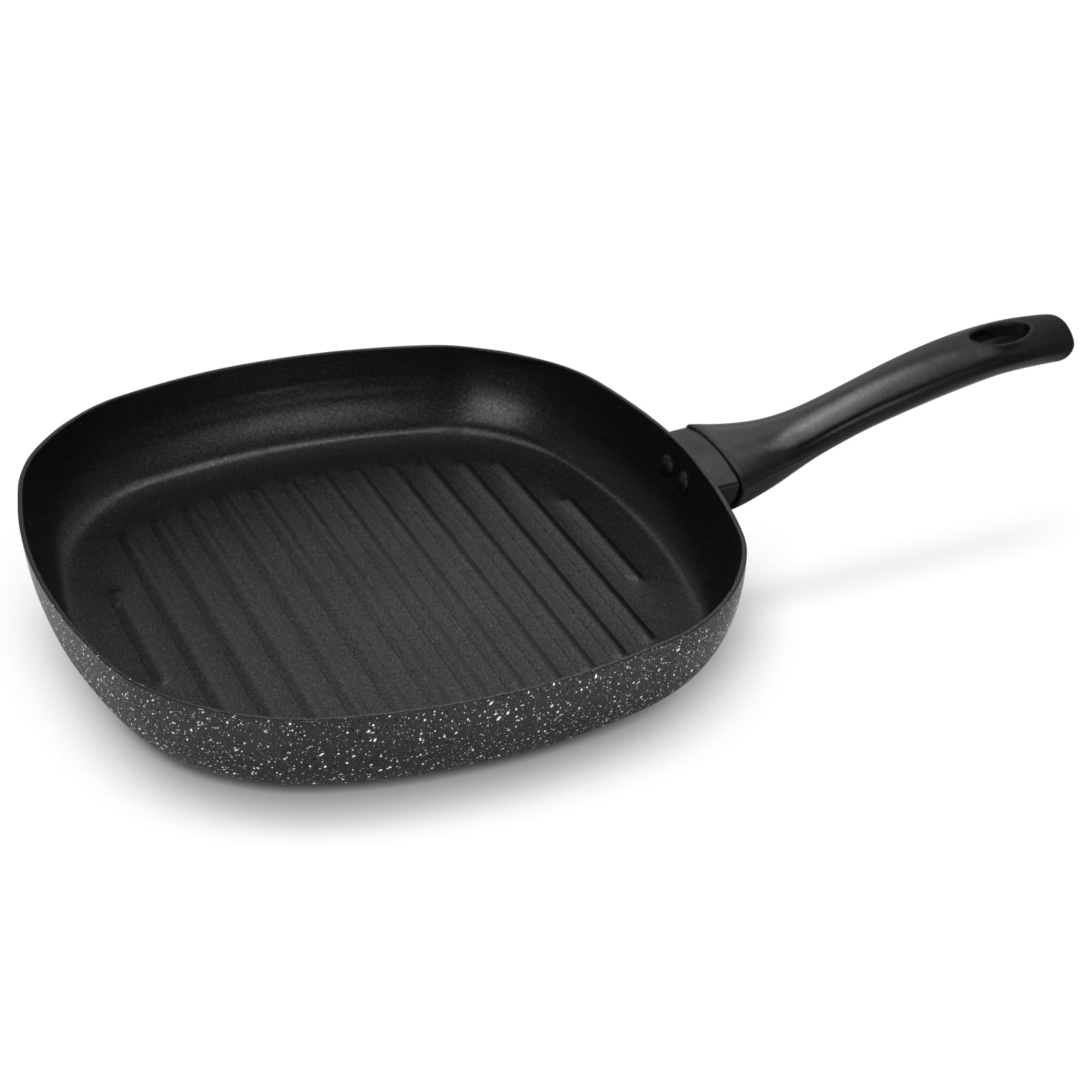 Long lasting Non-Stick 28 Cm Square Grill Pan Black Aluminum Durable Marble Coating Strong Handle