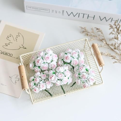 Miniatura 5 de 50 mini rosas de papel de morera hechas a mano de 0.71 pulgadas (0.709 in), flores de papel de morera, álbumes de recortes, boda, bricolaje (dos