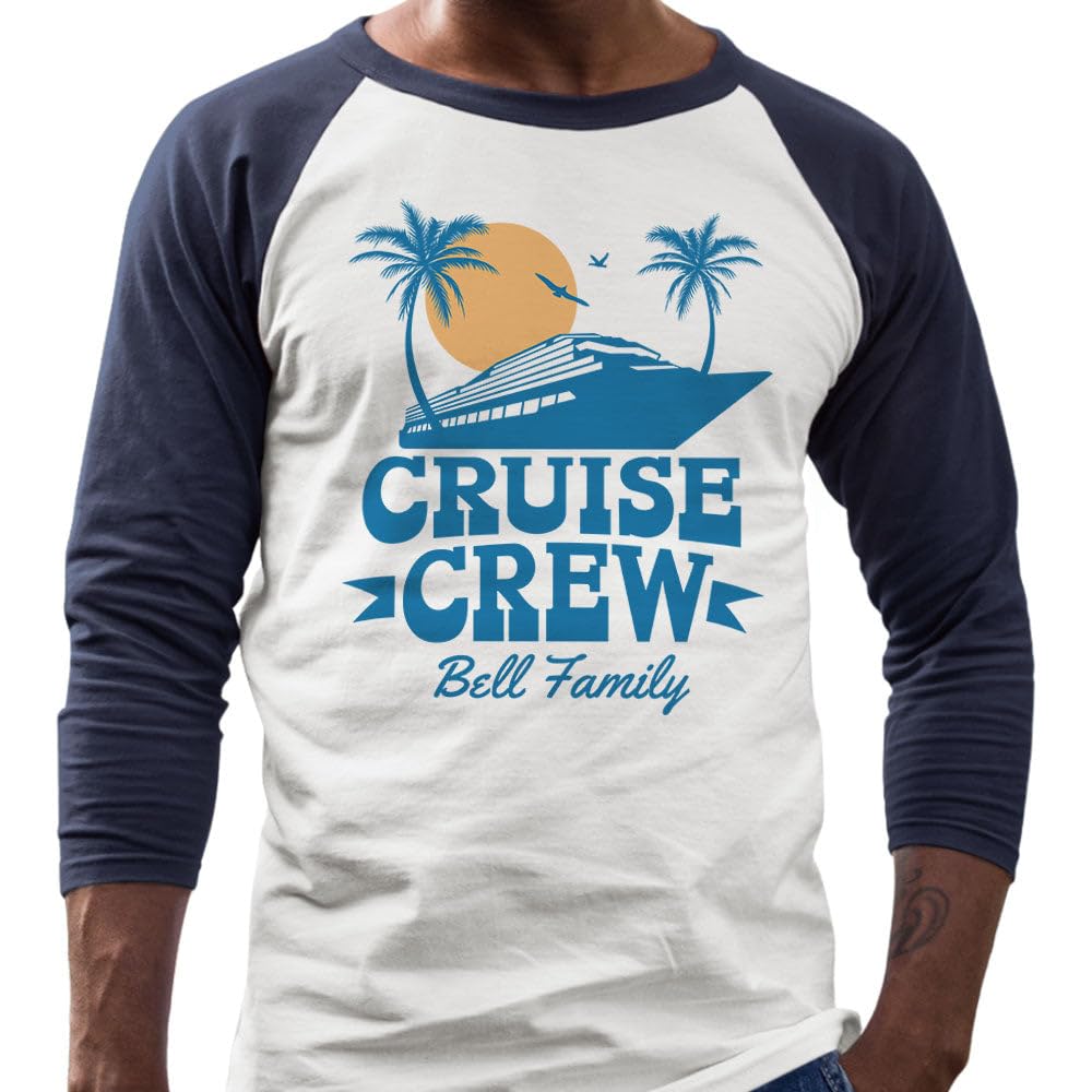 Cruise Crew Bell Family Three-Quarter Raglan Sleeve Baseball Shirt Unisex X-Small White/Navy