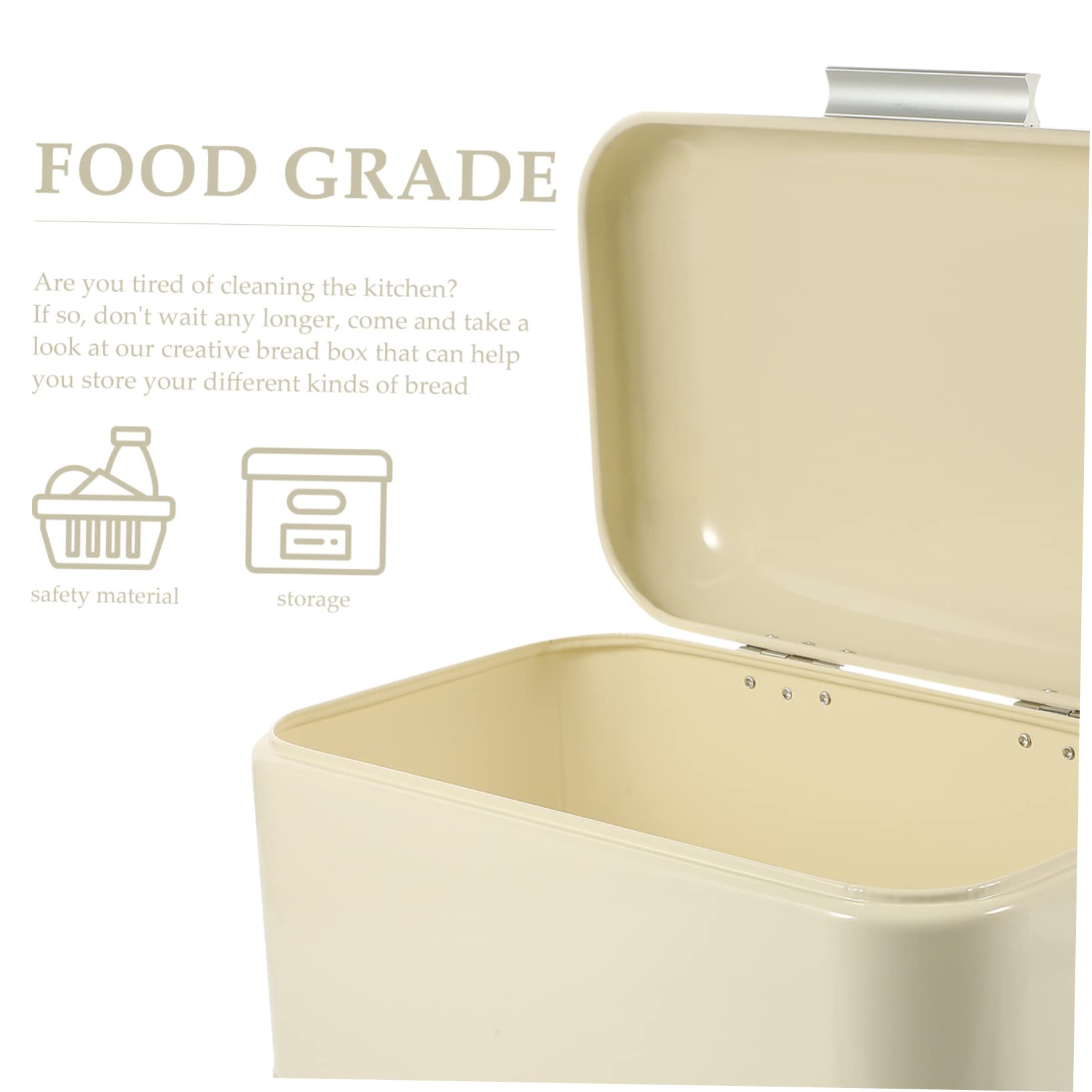 Caja de Pan Vintage de Hierro Blanco para Almacenamiento de Pan y Galletas, Fácil de Limpiar Superficie Anti-huellas para Cocina y Hogar