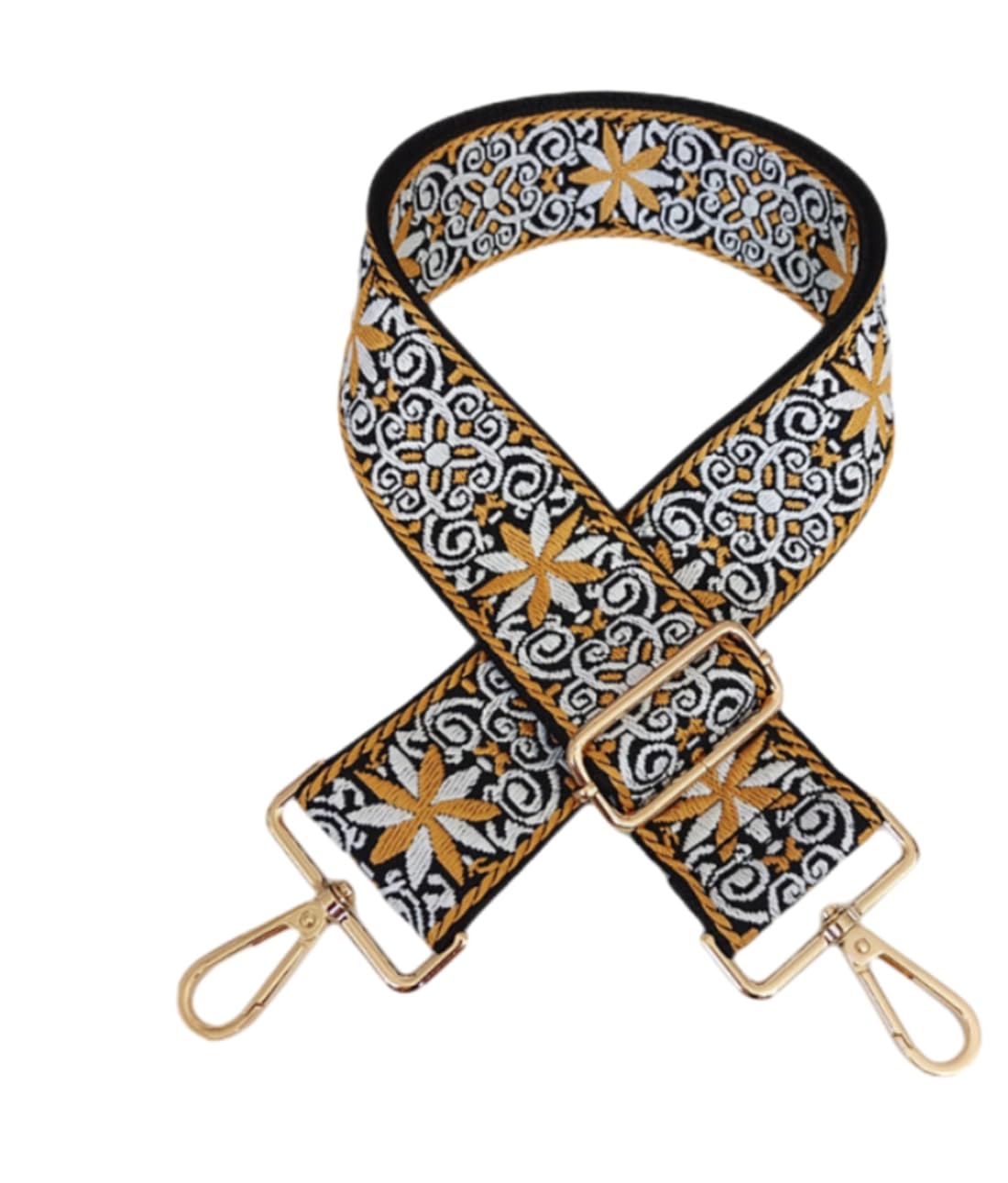 Purse Strap Star Flower Pattern Trendy Bag Strap Replacement Adjustable Jacquard Belt for Purse Crossbody Guitar CameraBags (Yellow)