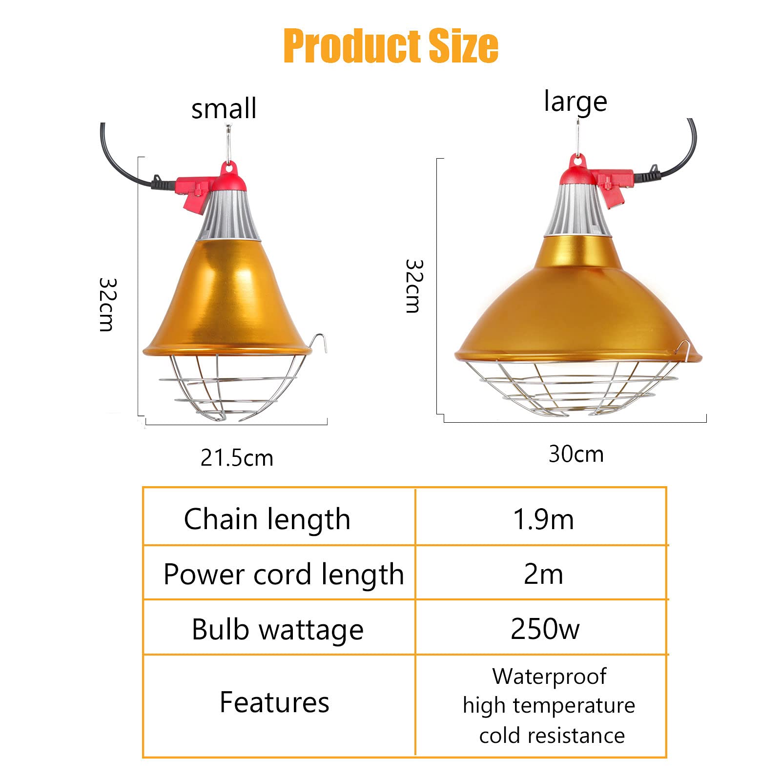 S-pomy Lampada Riscaldante per Animali, Strumento Lampada Riscaldamento Cuccioli Facile da Installare, Lampadina da 250w, Lampada Termica per Pulcini Alternativa Alla Chioccia, 220v