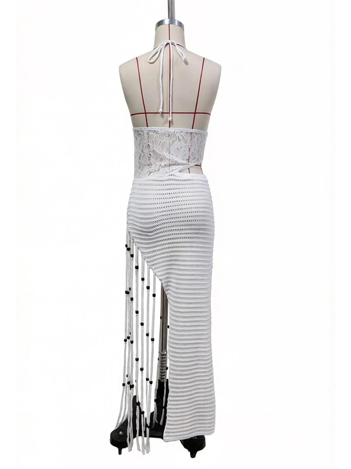Vestido Playero for Mujer, Ropa de Playa, Túnica Punto asimétrica con Cuello Halter y borlas for para Las Vacaciones