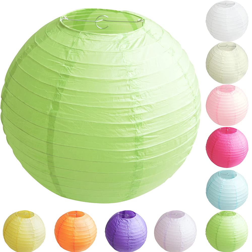 Time to Sparkle Tissue Paper Round Lanterns LampShade Lamp Shade Wedding Birthday Party Decoration | Light Pink, 8"(20cm) | — view 9
