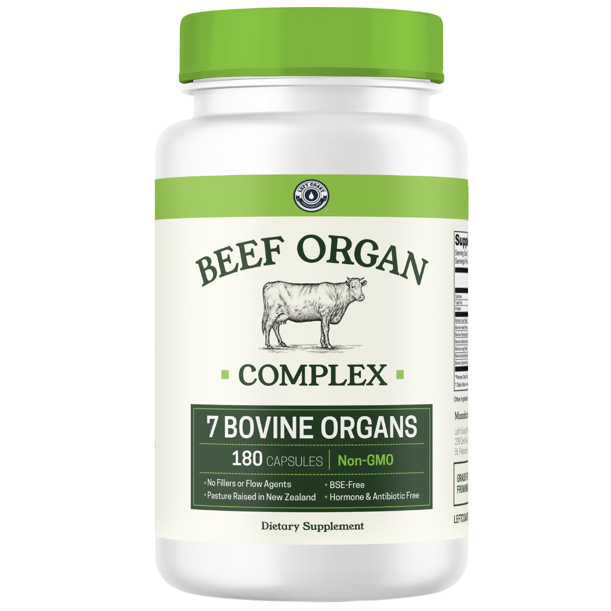 Grassfed Beef Organs Supplement Complex, 7 Beef Organs From New Zealand - Liver, Heart, Pancreas, Kidney, Lung, Spleen, and Bone Marrow - Non-GMO, Hormone & Antibiotic Free - Carnivore Diet