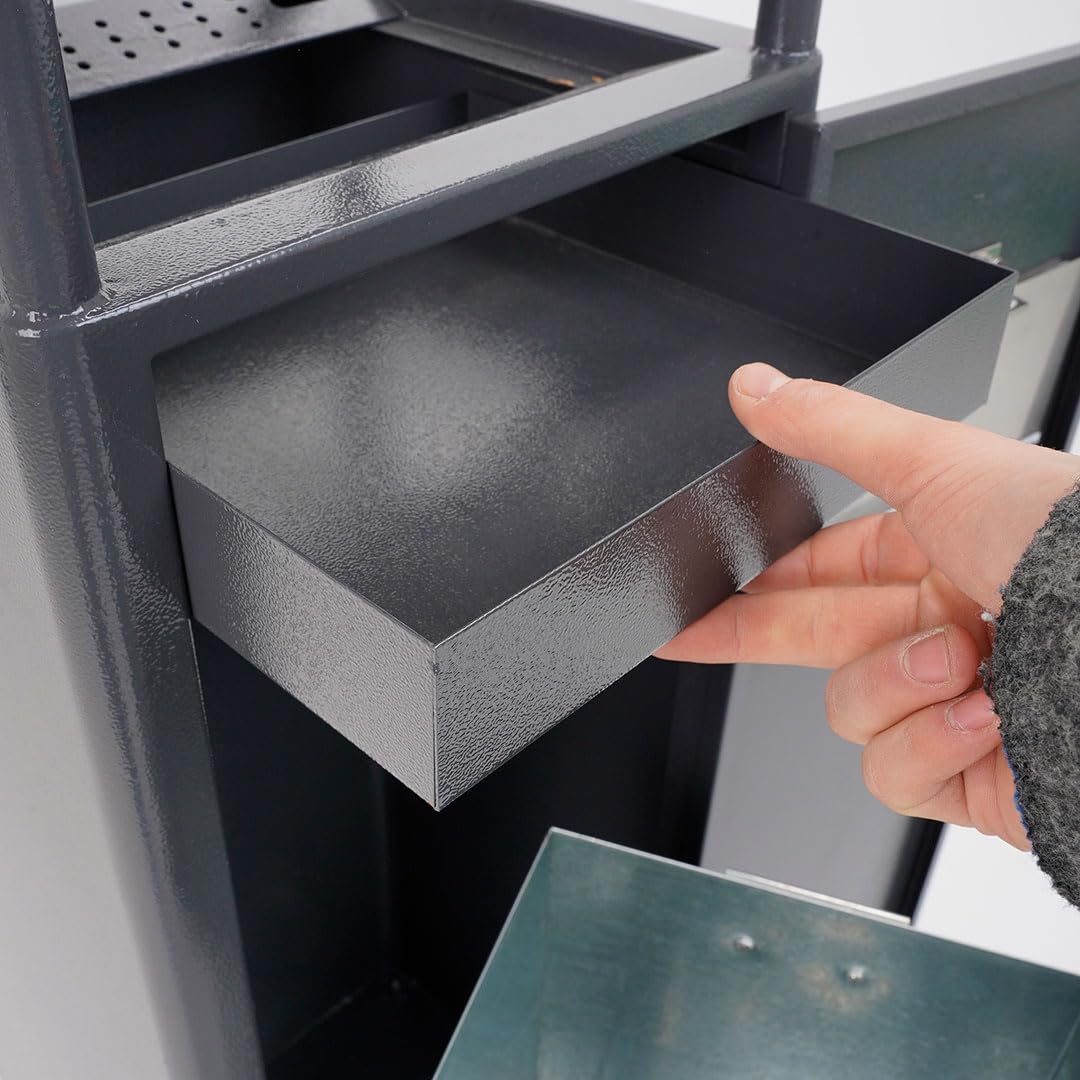 Danieli – Posacenere a Colonna da Esterni, con Cestino Gettacarte. Struttura Autoportante con Piedini Anti-scivolo. Portacenere in Metallo Grigio con Copertura Superiore. 27,5 L.
