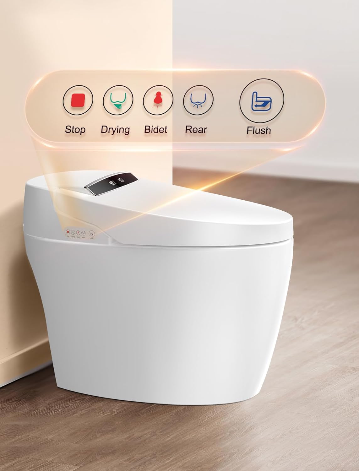 Tankless Smart Toilet With Bidet Built In, Onepiece Bidet Toilet Seat