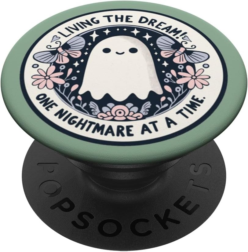 Spooky Ghost Dark Humor Living The Dream Bookish Reading PopSockets PopWallet for MagSafe
