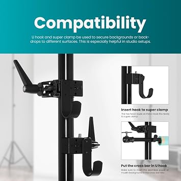 Flashpoint U-Hook Cross Bar Holders for Super Clamp - Pair