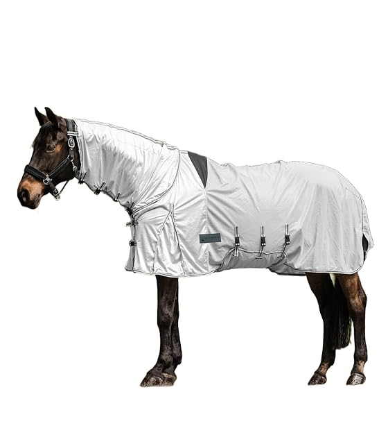 Waldhausen Manta antimoscas para el eccema, 125 cm, color gris y plateado