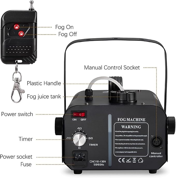Máquina de humo 1000W con temporizador y tanque 1L miniatura 8