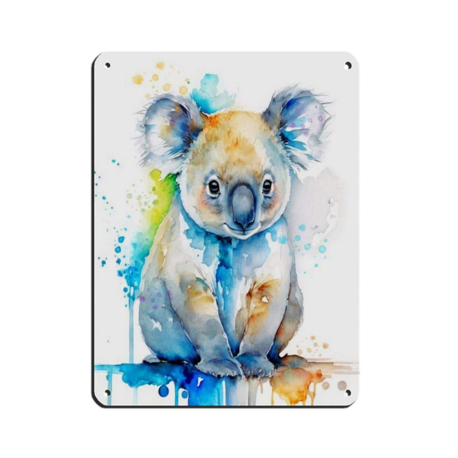 Watercolour Koala ART Poster Retro Poster Metal Tin Sign Chic Art Retro Iron Painting Bar People Cave Cafe Family Garage Poster Wall Decoration 12x16inch(30x40cm)