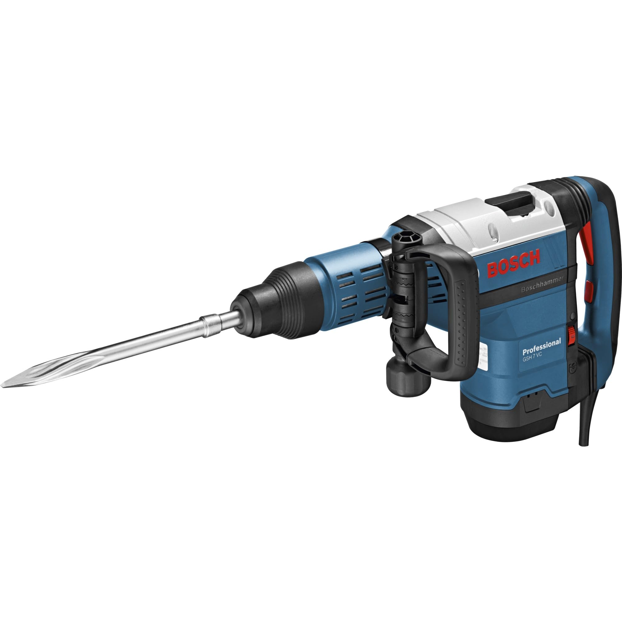 Bosch Professional martillo demoledor GSH 7 VC (incl. empuñadura auxiliar, tubo de grasa, paño para la máquina, 1 cincel puntiagudo, SDS max, RTec Speed, 400 mm, maletín)