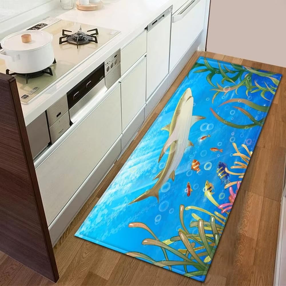 Felpudo con diseño de ballena alfombra antideslizante absorbente lavable