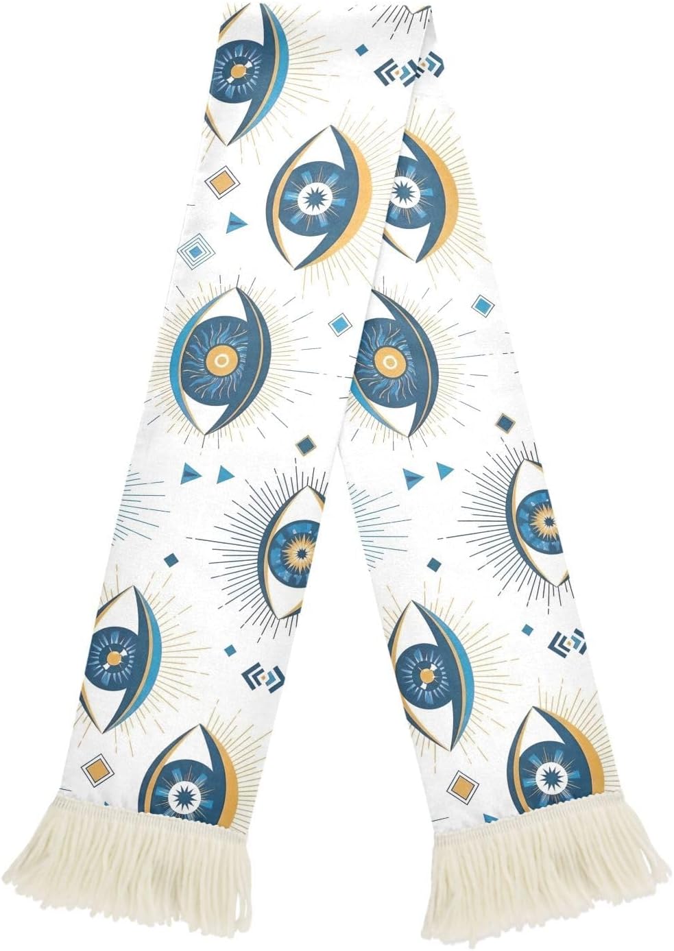 CHIFIGNO Abstract Eyes White Sports Fan Scarf, Quick Dry Soccer Scarf for Sweat Wiping, Soft Polyester Print, Stadium Cheering Accessory