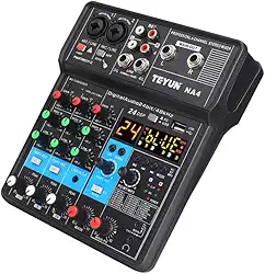 Mesa Som de 4 canais, mixer de áudio, mixer compacto com qualidade de áudio de nível de estúdio