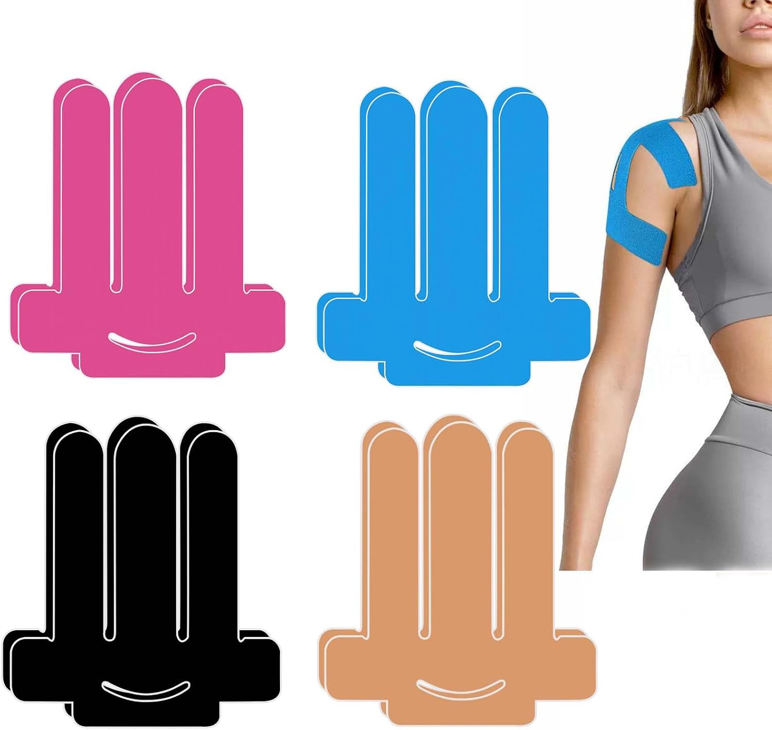 Kinesiology Tape for Shoulder, 16 Count Precut Kinesiology Tape,Original Cotton Waterproof & Breathable, Latex Free Elastic Kinesiology Athletic Tape for Knee Support and Muscle Pain Relief-4colors