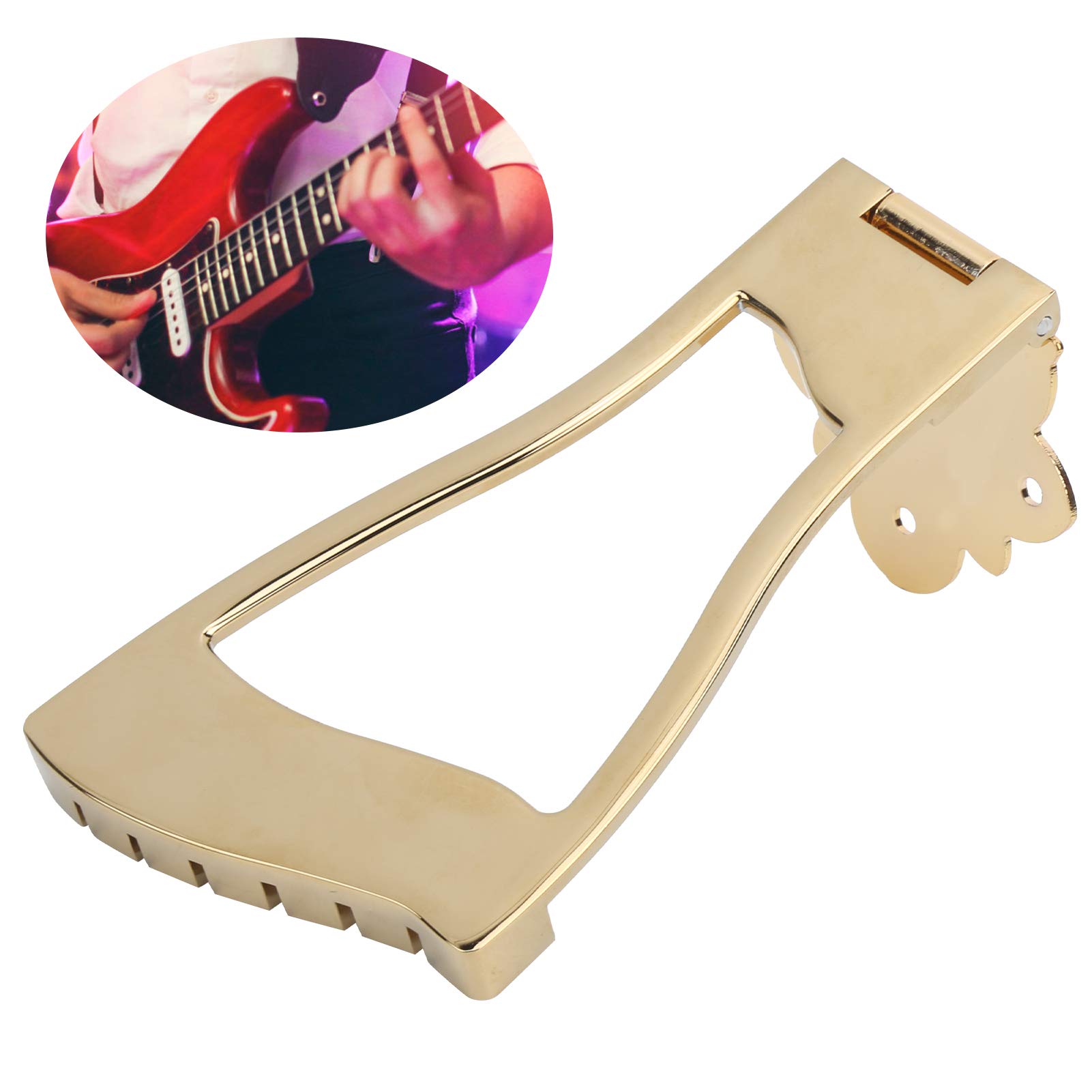 Guitar Bridge Tailpiece, Acoustic Guitar Bridge Tailpiece Chrome Musical Instrument Accessories for Archtop Jazz Hollow