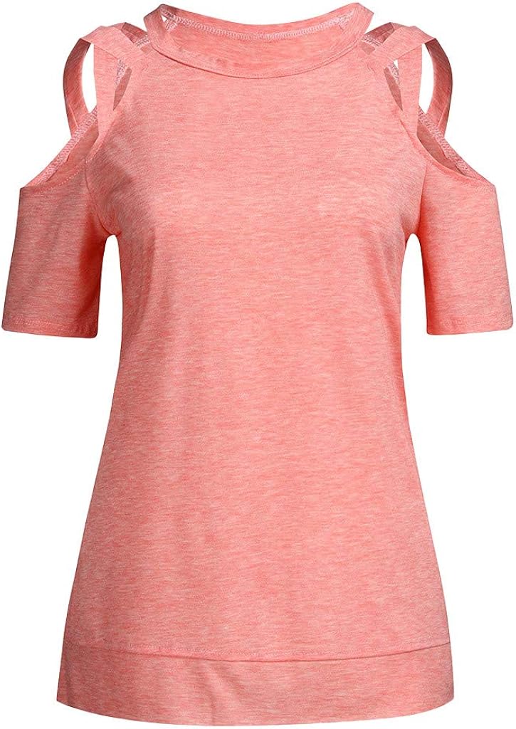 Womens Casual Cold Shoulder Tops Short Sleeve Fancy Sling Shirts Blouse Tops at  Women’s Clothing store