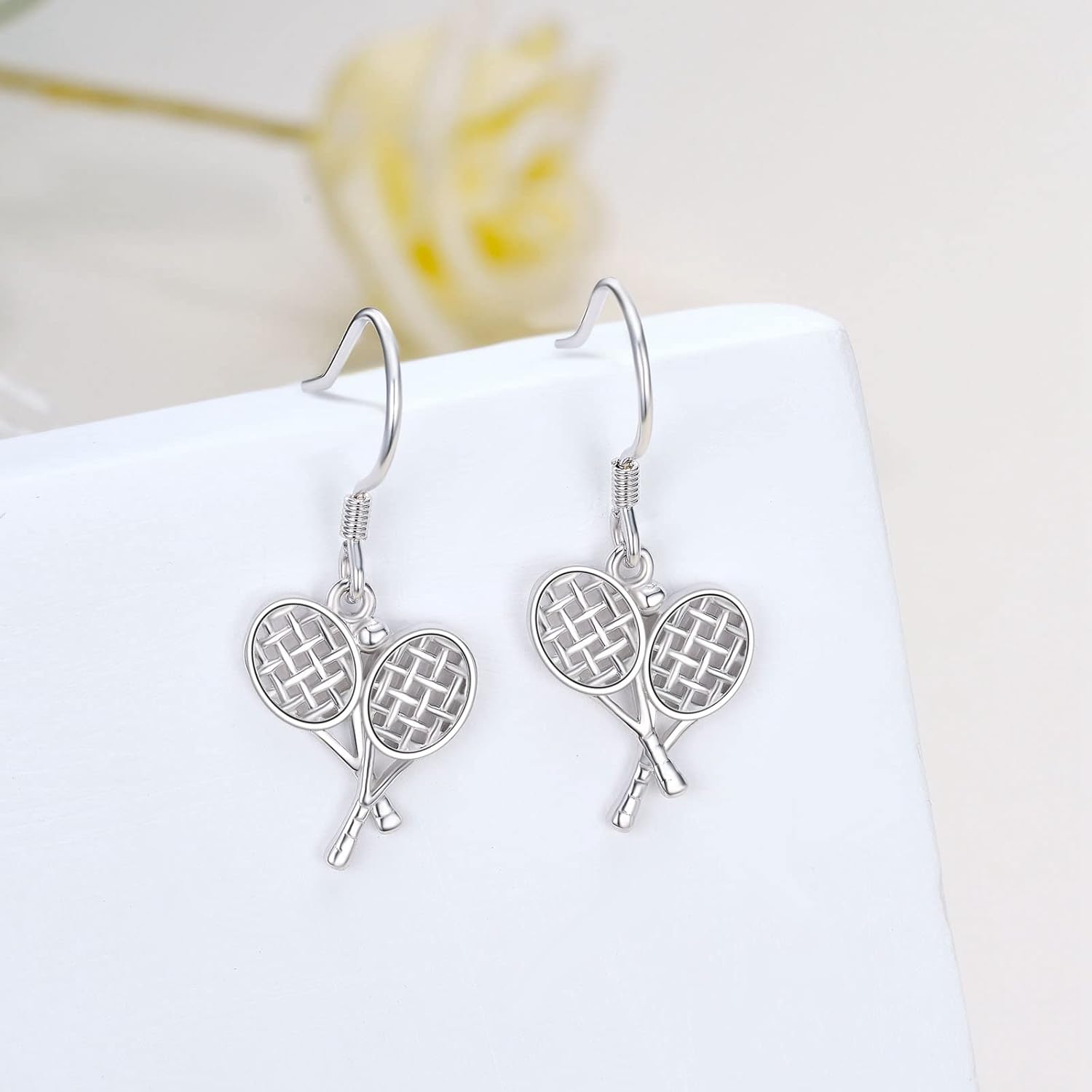 Tennis Racket Earrings 925 Sterling Silver Sport Earrings Tennis Dangle Earrings Sport Jewelry Gifts for Women Tennis lover Sport lover - Image 3
