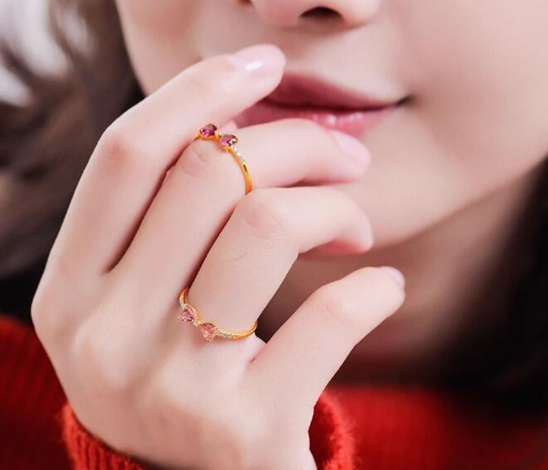 Złote obrączki ślubne dla kobiet 375/585/750, łuk turmalinowy i diamentowy, pierścionki zaręczynowe dla kobiet żółte złoto i różowe