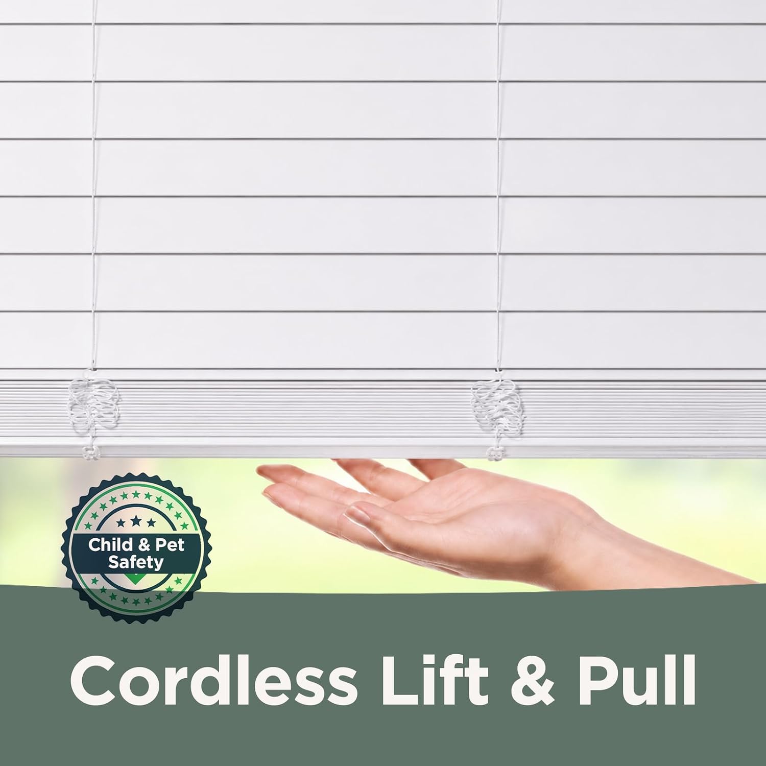 TEDNOVA 2" Cordless Faux Wood Blinds, White, 24" W X 78" H