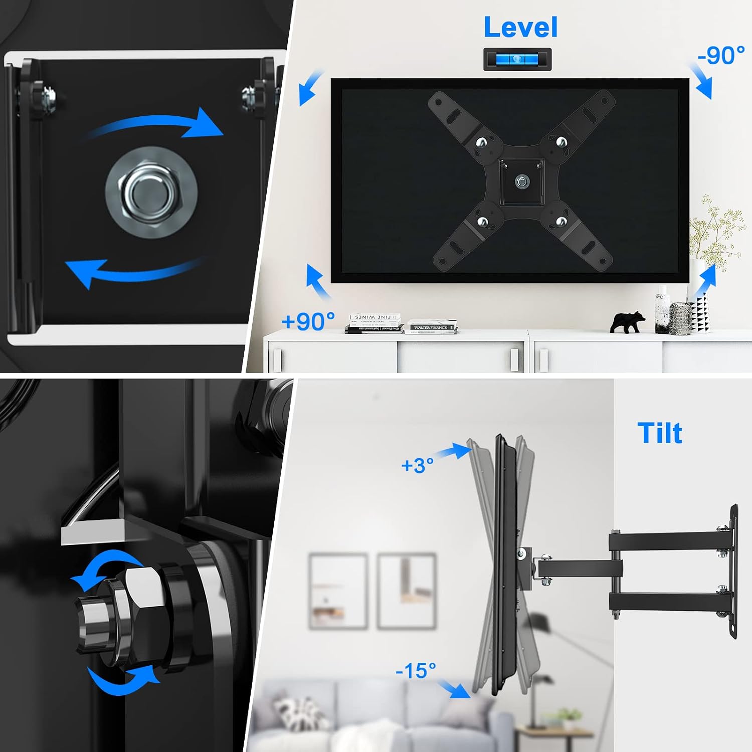 FOZIMOA Full Motion TV Wall Mount with Articulating Arms Swivels Tilt Extension for Most 13-45 Inch TVs Flat Screen Monitors Corner TV Wall Mount Bracket up to 55bs Loading Max VESA 200x200mm