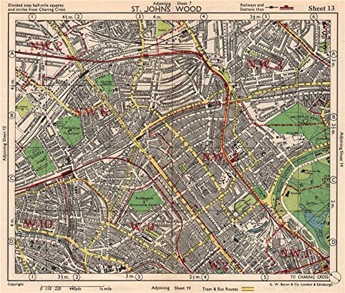 Maida Vale London Map Amazon.com: Nw London. St John's Wood Belsize Park Maida Vale Queens Park.  Bacon - 1948 - Old Map - Antique Map - Vintage Map - Printed Maps Of London:  Posters & Prints