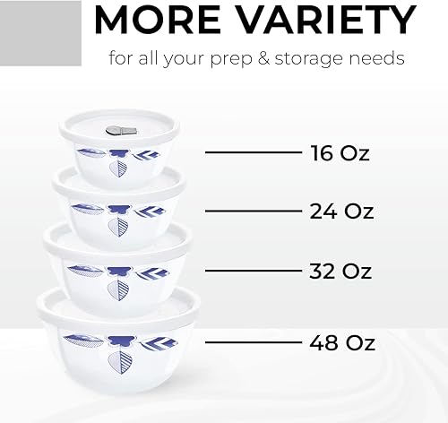 Miniatura 6 de Borosil - Tazones para servir para entretenimiento, juego de 4 (16243248 onzas), cuencos de cerámica ligeros, cuencos grandes para almacenamiento de