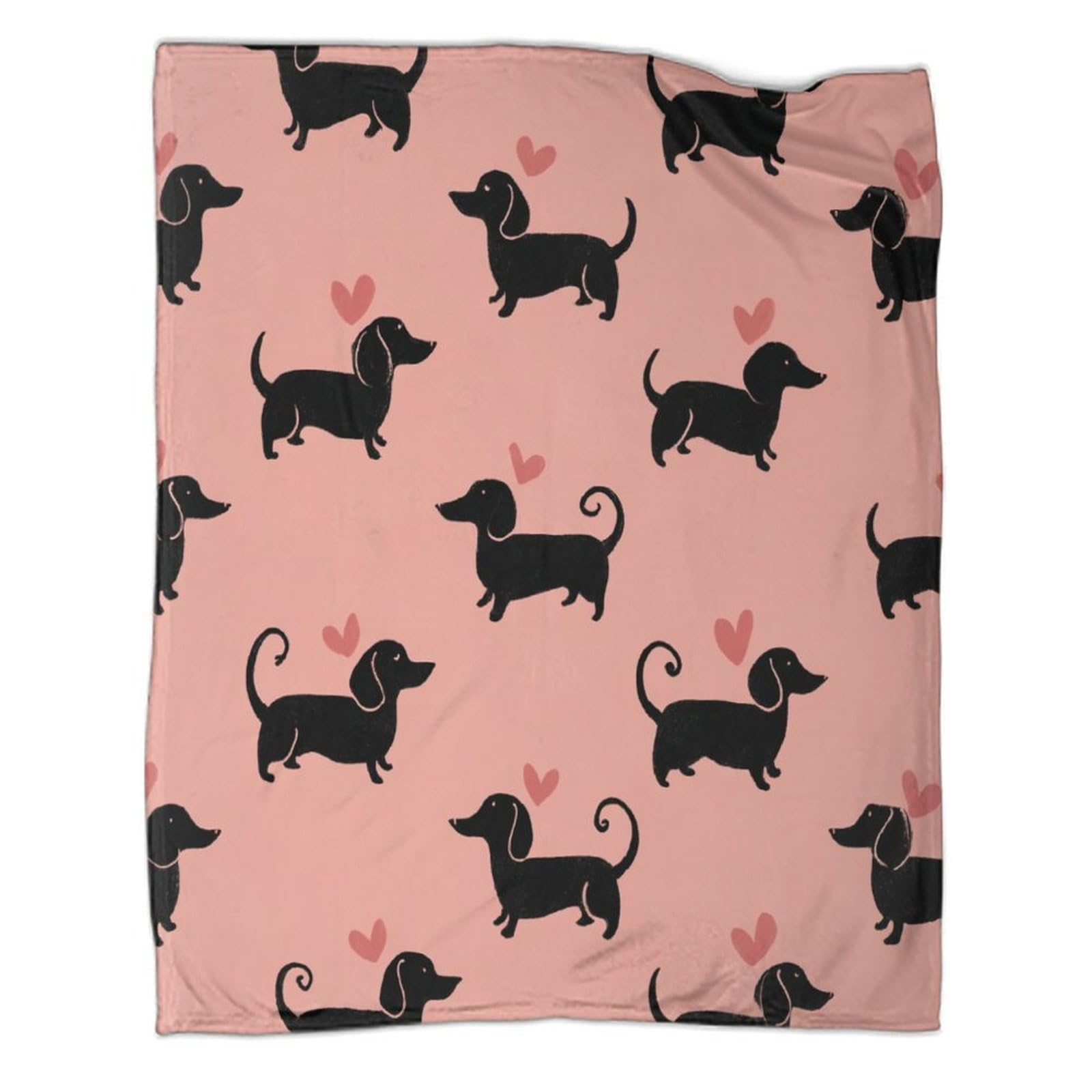 Perro Salchicha Negro-Cola de Amor enrollada Manta Suave Y Cómoda Impresa En 3D Colcha Patchwork Adolescente Y Adultos Estampada Adecuada para Cama Y Sofá 60x80inch(150x200cm)