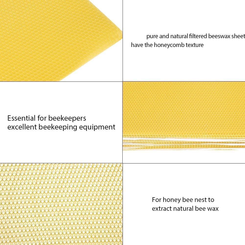 30 Stück Bienenwachsplatten, Natürliche Wachsgrundlage für Bienenrahmen, Bienengrundlagenplatten Zur Kerzenherstellung (16,34 X 7,68)