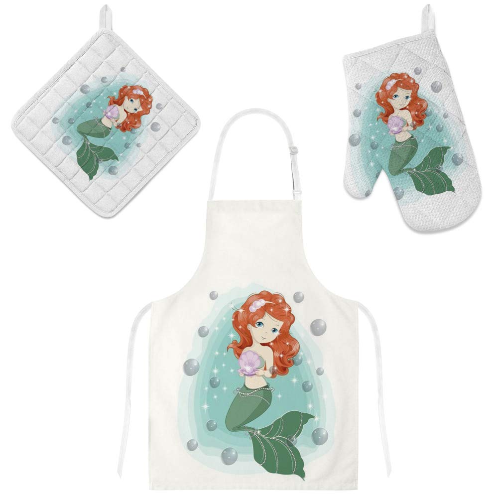 Tablier de cuisine et gants de four Noël ensemble 3 pièces pour cuisiner