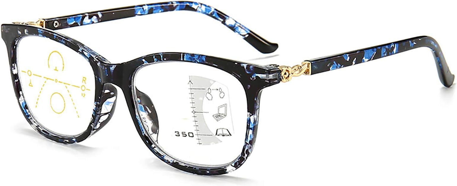 MwahProgressive Reading Glasses Women Multifocal Blue Light Blocking 2.5 x Blue