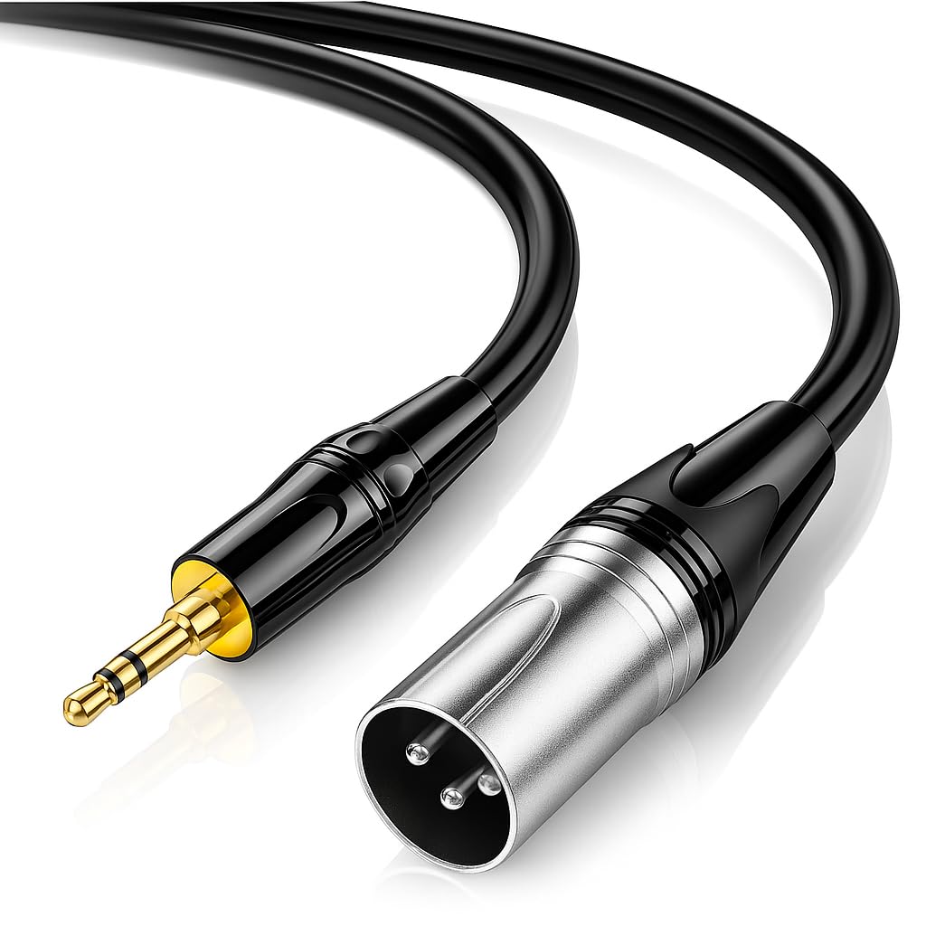SeCro XLR Male to 3.5mm Male Cable – Professional Low Noise Microphone Cable (2 Meters) Black