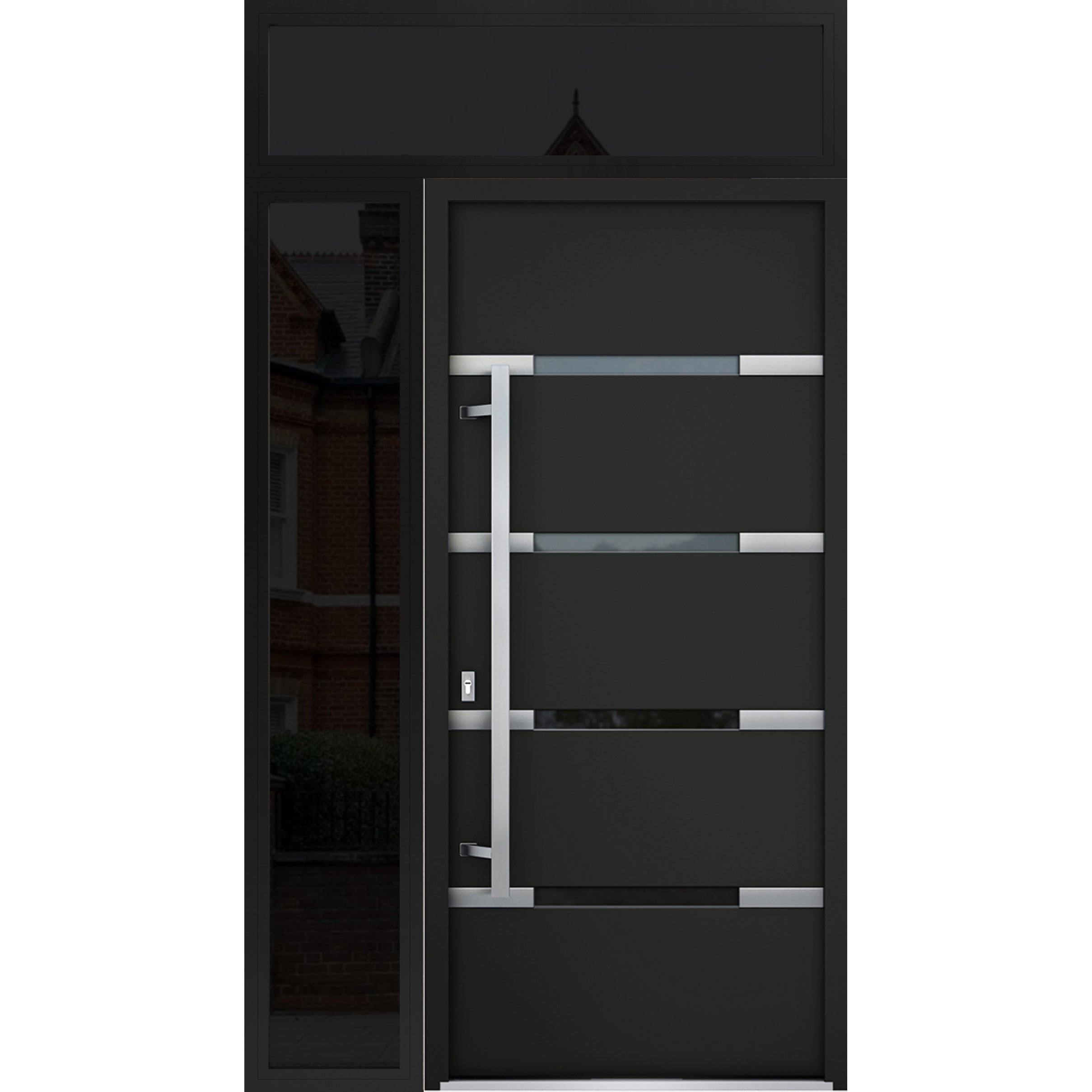 Blackish House sideA、sideB House Doors with Sidelights in Black 3/4 Glass ✓ Replacement